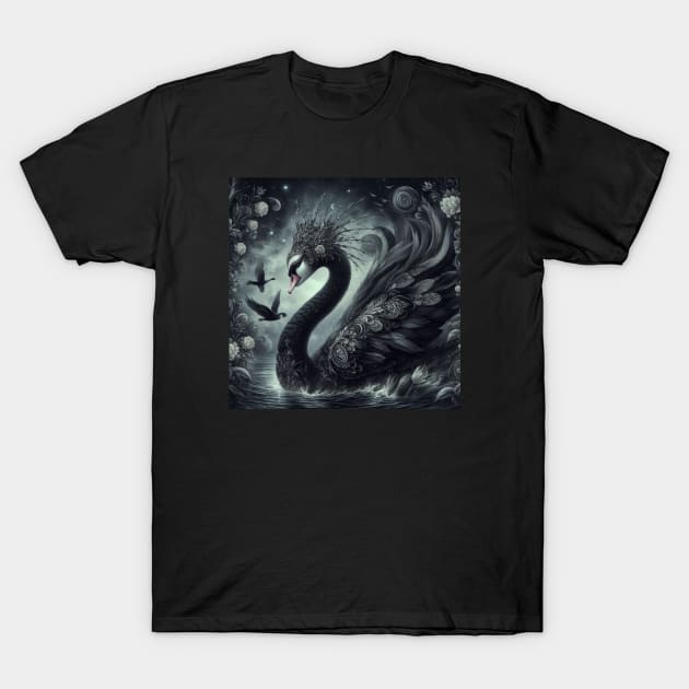 Black Swans T-Shirt by Fanciful Wonder